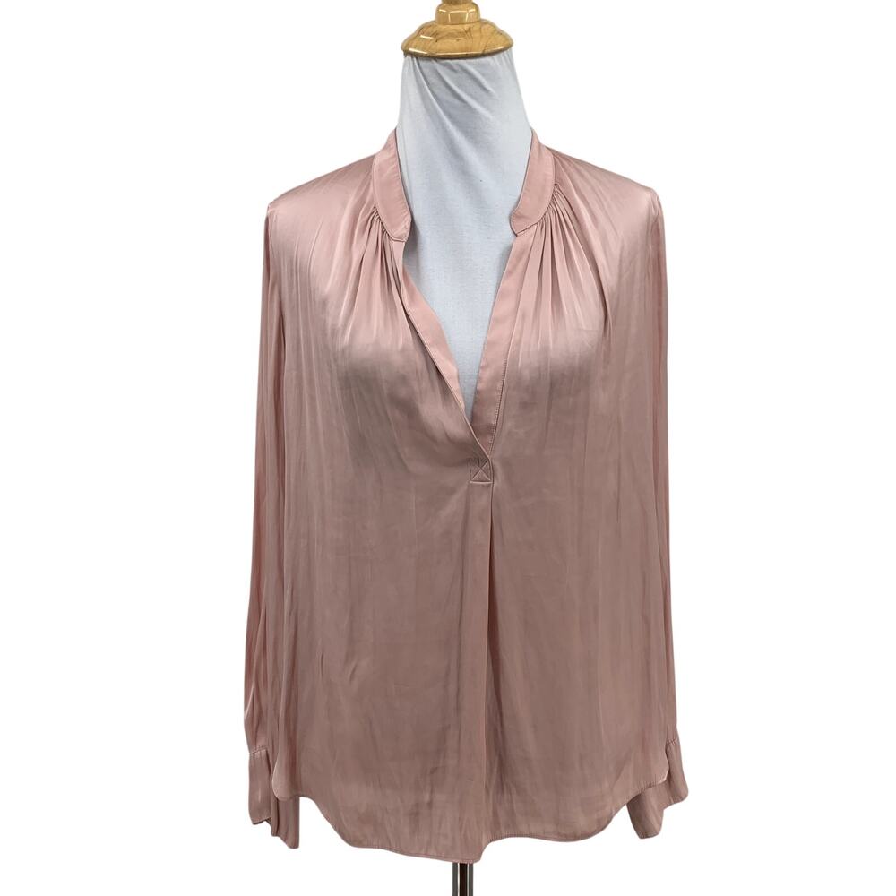 Zadig & Voltaire Blouse Womens Large Bellini Tink Satin Split V Neck Flowy Top